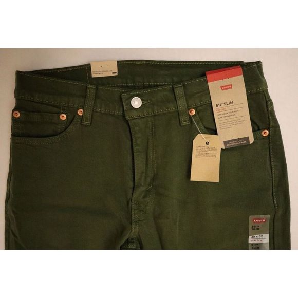 Levi's 511 Men's Sz 30x32 Green Stretch Slim Fit Straight Jeans $70 - Picture 3 of 7